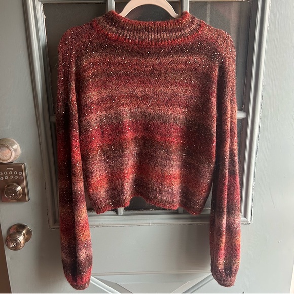 Alpaca Wool Sequin Knit Sweater Ombré Striped Banana Republic Cropped Sweater M - Picture 3 of 10